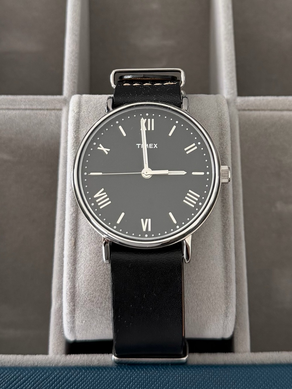 Timex Men's Southview 41mm Black/Black Leather Strap Watch